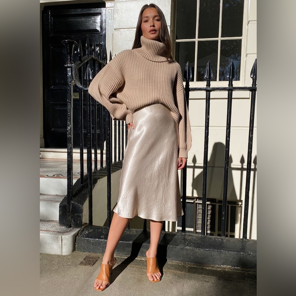 aritzia cream slip midi skirt